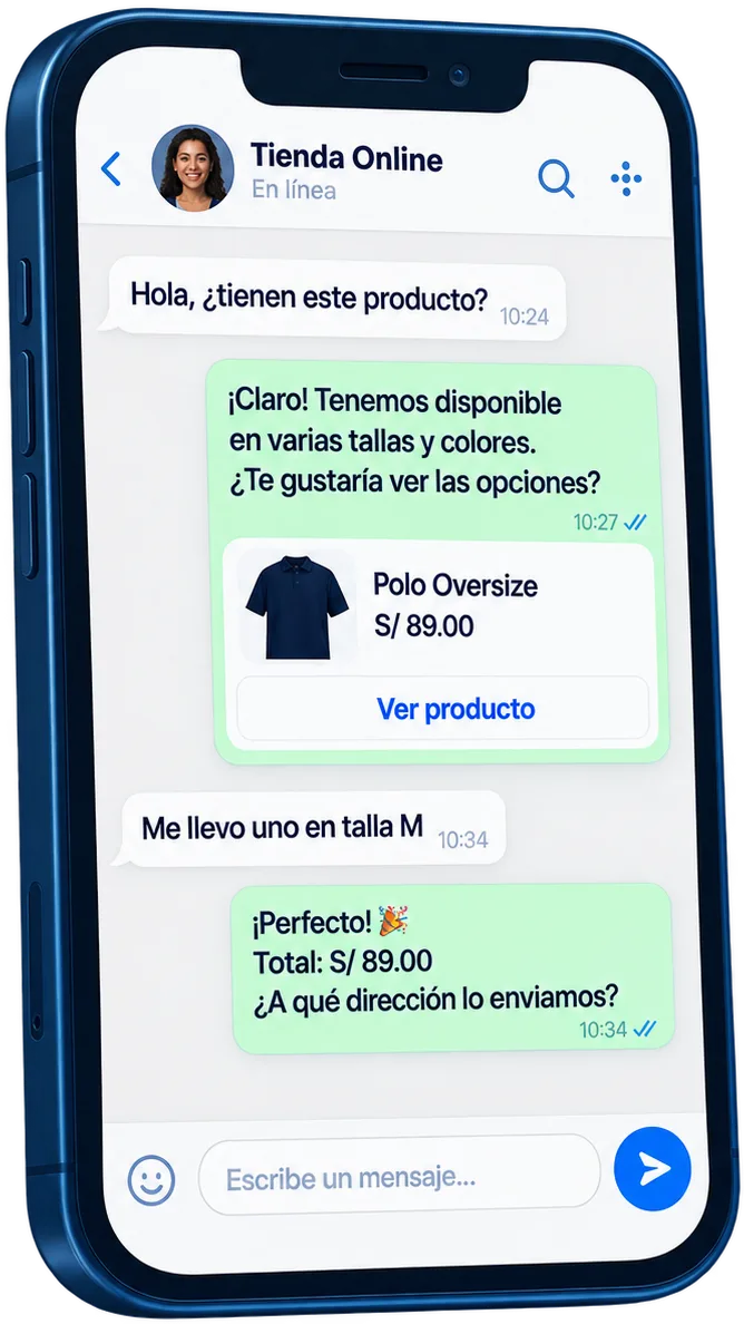 Chat de ventas de VenderIA en WhatsApp